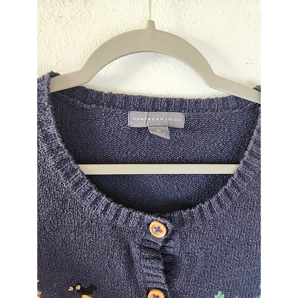 Vtg Northern Isles Cardigan Sweater Embroidered Fall Pumpkin Fruit Womens XL - Picture 7 of 8